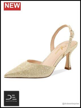Women's Kitten Heels Pointed Toe Pumps with Latex Insole Adjustable Slingback